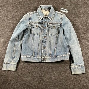 Vintage DKNY‎ Jeans Trucker Jacket Mens Denim Cotton Light Wash Button Front
